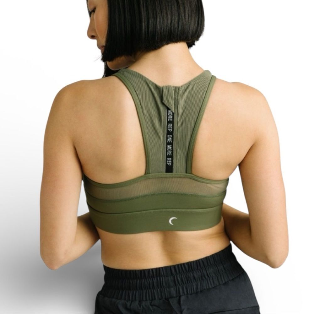 ZYIA Olive Green All Star High Neck Sports Bra